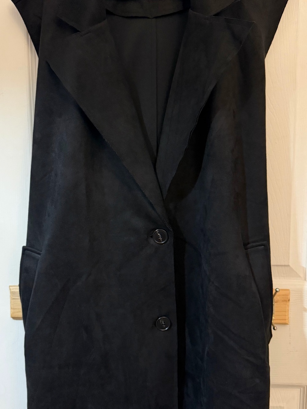 Black Women's Long Blazer Vest- Classic Tailored Style